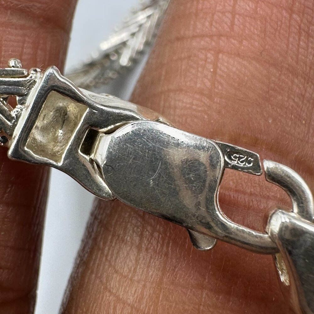 Milor Riccio Chain Necklace Sterling Silver Panther Head Clasp 16.5” 29 Grams - Picture 9 of 11